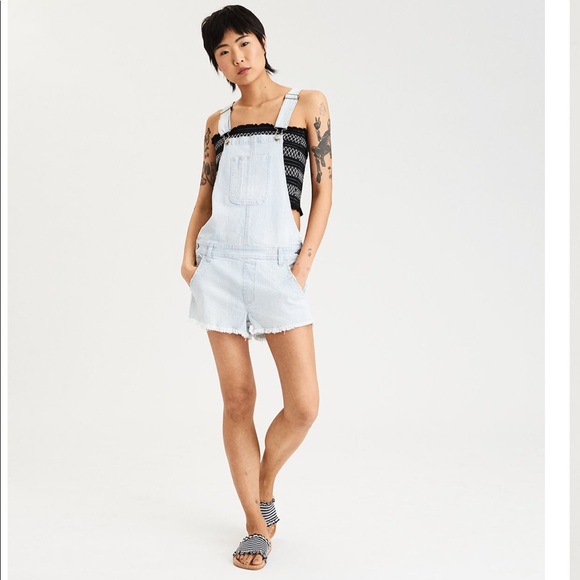 Ae tomgirl denim short overall new arrivals